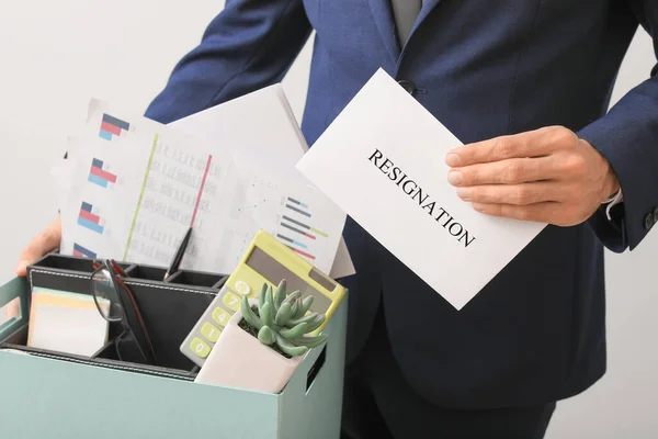 Fired Worker Personal Things Light Background — Stock Photo, Image