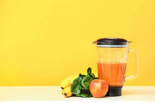 Blender Healthy Smoothie Ingredients Color Background — Stock Photo, Image