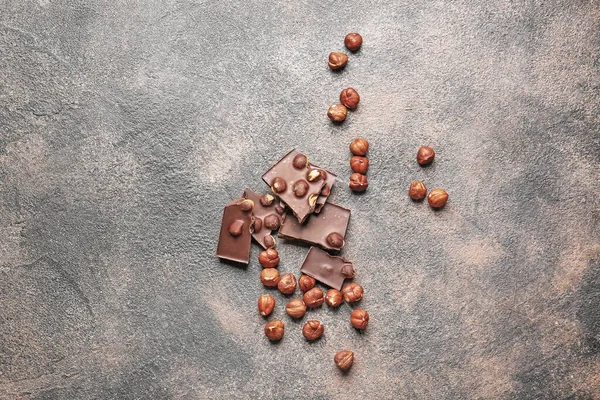 Sweet Chocolate Nuts Grunge Table — Stock Photo, Image