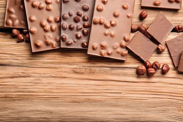 Chocolate Dulce Con Nueces Mesa Madera — Foto de Stock
