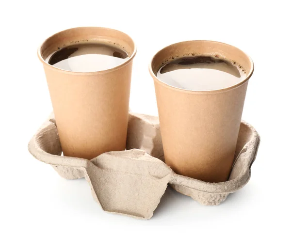 Tazas Café Para Llevar Sobre Fondo Blanco — Foto de Stock