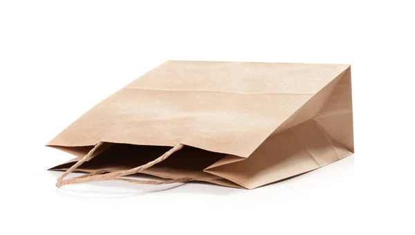 Bolsa Compras Papel Sobre Fondo Blanco — Foto de Stock