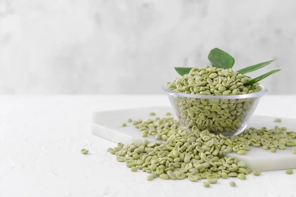 Bowl Green Coffee Beans Table — Stock Photo, Image