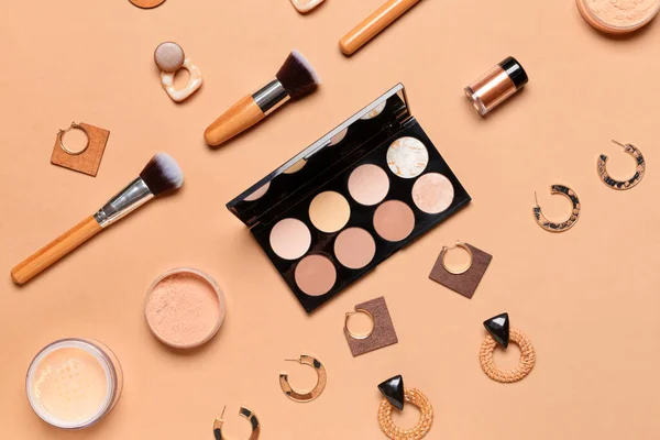 Makeup Cosmetics Accessories Color Background — Stock Photo, Image