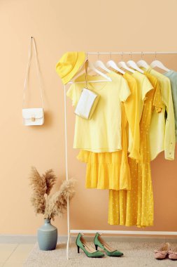 Modern şık giyinme odasının içi.