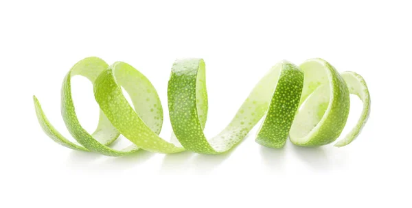 Peel Green Lime White Background — Stock Photo, Image