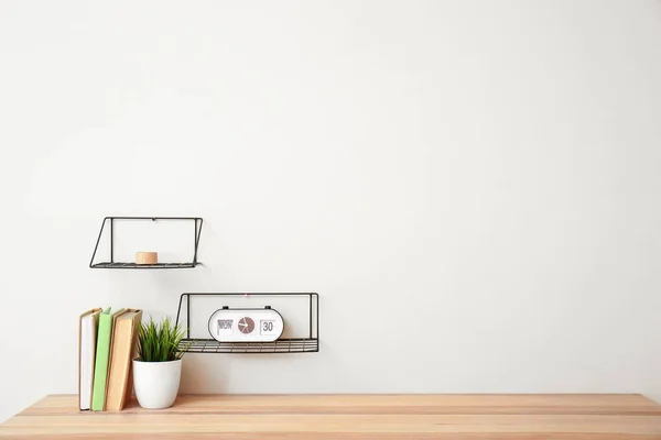 Modern Stylish Workplace White Wall — Stock Photo, Image