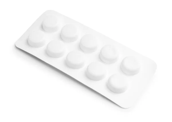 Blisterverpakking Met Pillen Witte Achtergrond — Stockfoto