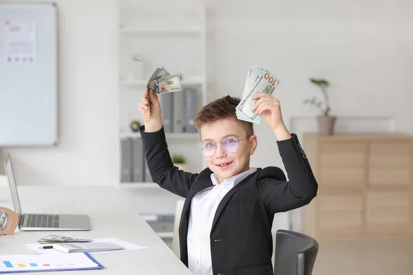 Little Accountant Money Working Office — Stock Photo, Image