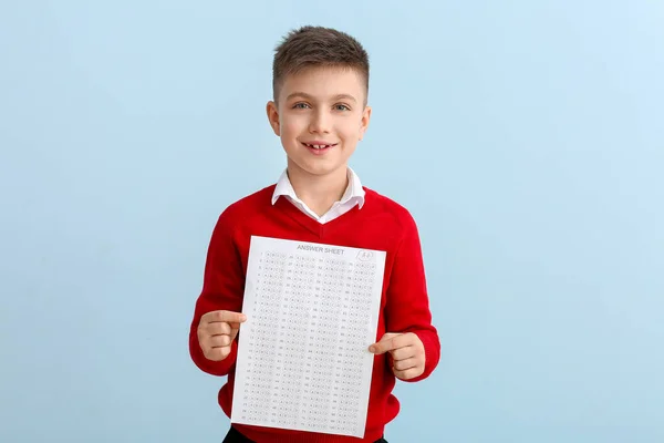 Pupil Answer Sheet School Test Color Background — Stock Photo, Image