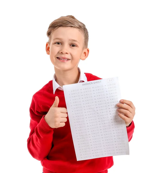 Pupil Answer Sheet School Test White Background — Stock Photo, Image