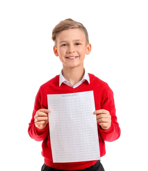 Pupil Answer Sheet School Test White Background — Stock Photo, Image