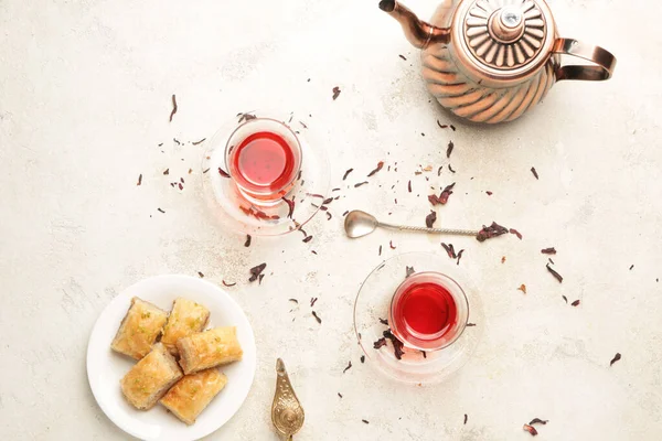 Tasty Turkish Tea Sweets White Background — Stock Photo, Image