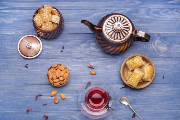 Tasty Turkish Tea Sweets Table — Stock Photo, Image