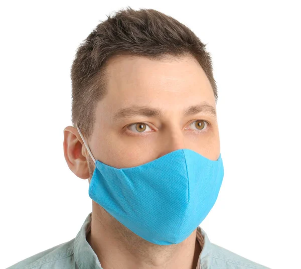 Man Protective Medical Mask White Background — Stock Photo, Image