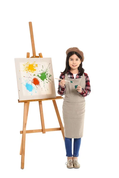 Cute Little Artist White Background — Stock Photo, Image