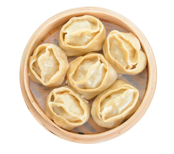 Steamer Oriental Dumplings White Background — Stock Photo, Image