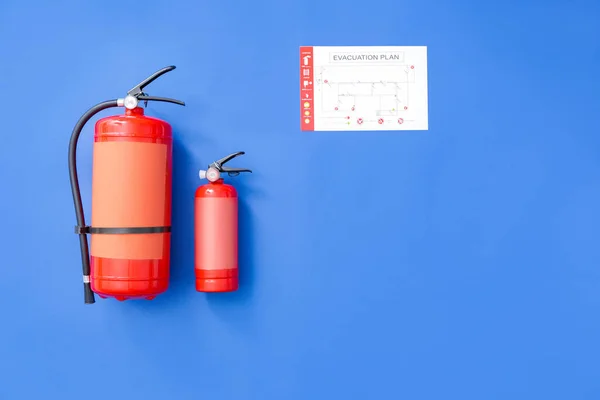 Fire Extinguishers Evacuation Plan Color Background — Stock Photo, Image