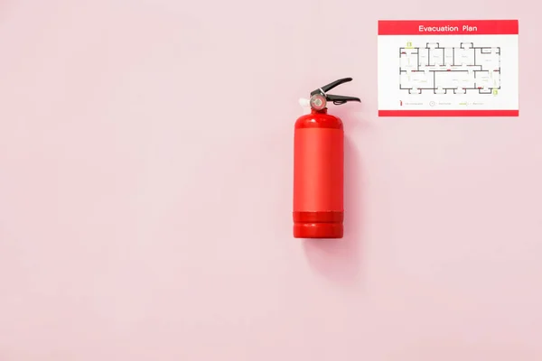 Fire Extinguisher Evacuation Plan Color Background — Stock Photo, Image