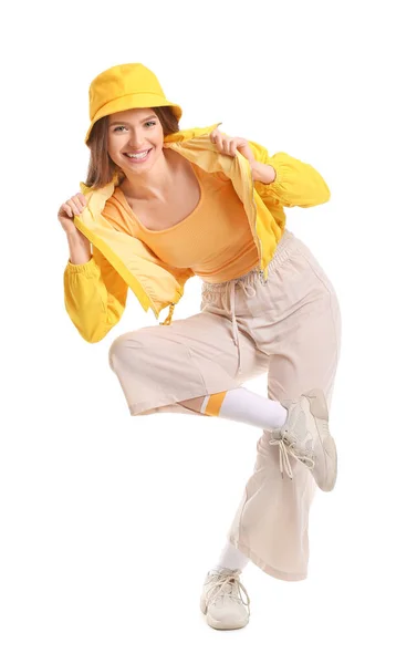 Young Female Hip Hop Dancer White Background — Stock Photo, Image