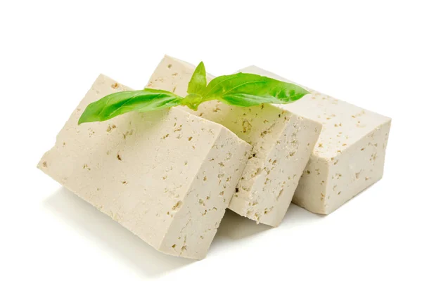Queijo Tofu Saboroso Fundo Branco — Fotografia de Stock
