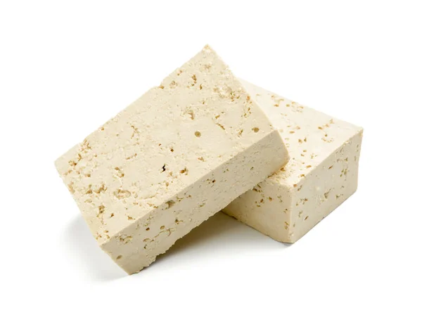 Beyaz Arka Planda Lezzetli Tofu Peyniri — Stok fotoğraf