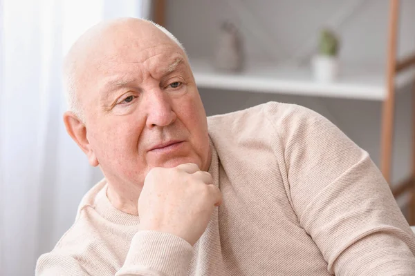 Elderly Man Suffering Mental Disability Home — Stock Photo, Image