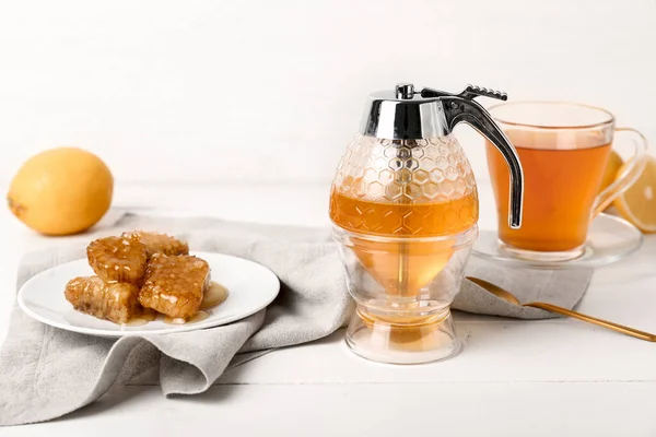 Jar Sweet Honey Table — Stock Photo, Image