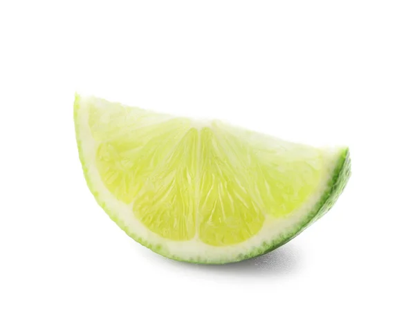 Slice Fresh Lime White Background — Stock Photo, Image