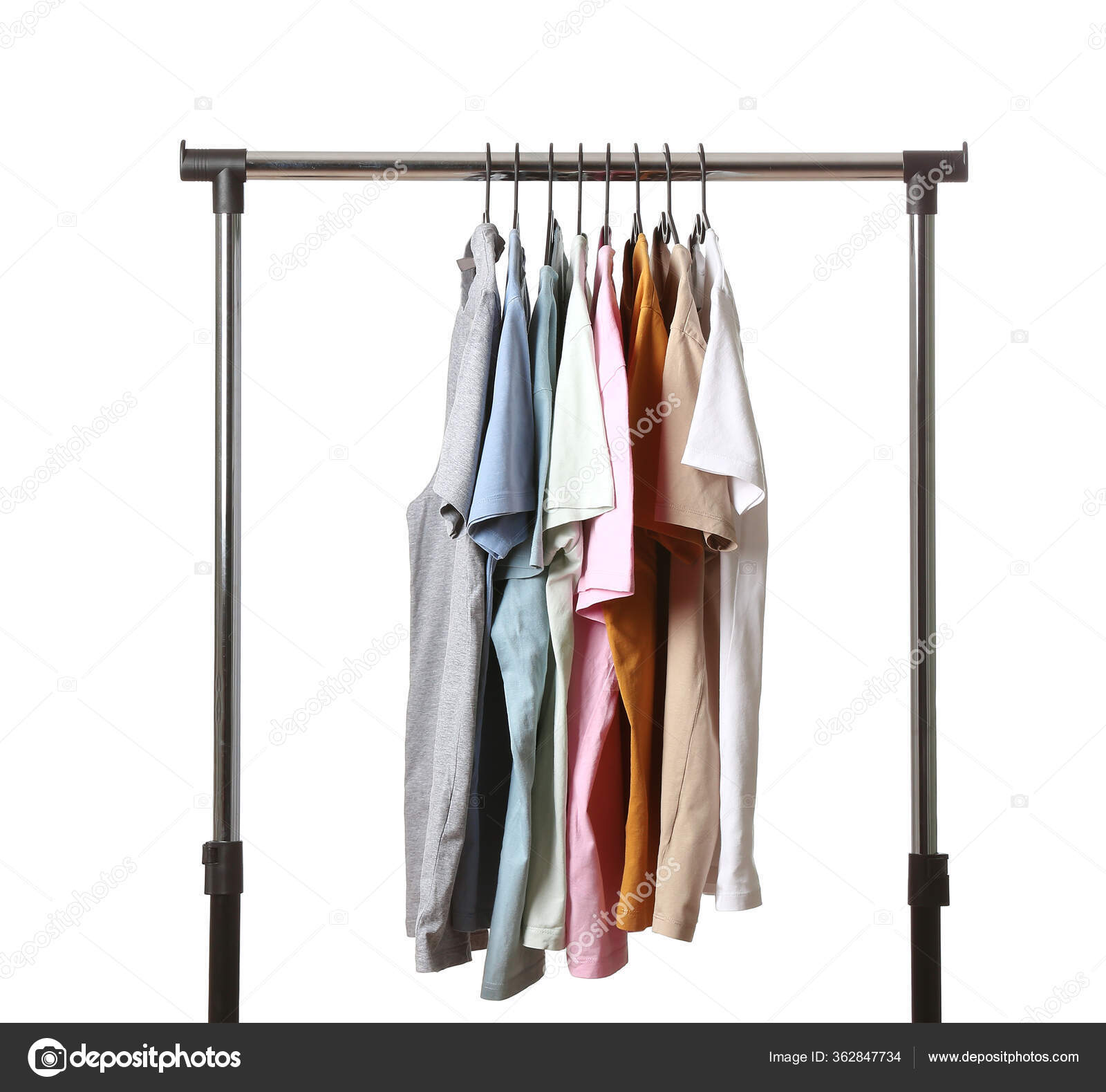 Rack Modern Clothes White Background — Stock Photo © serezniy #362847734
