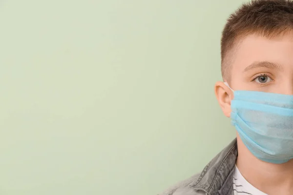 Little Boy Wearing Protective Mask Color Background Concept Epidemic — Stock Photo, Image