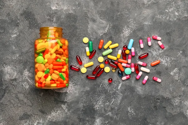 Bottle Pills Grey Background — Stock Photo, Image