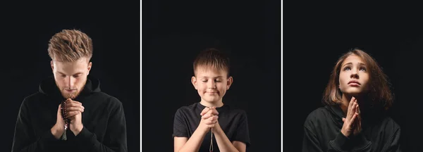 Orando Gente Sobre Fondo Oscuro — Foto de Stock