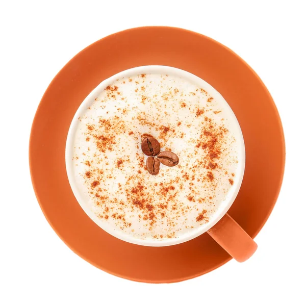 Tasse Leckerer Cappuccino Auf Weißem Hintergrund — Stockfoto