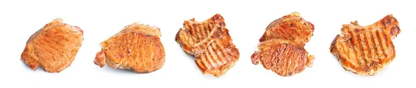 Cooked Pork Steaks White Background — Stock Photo, Image