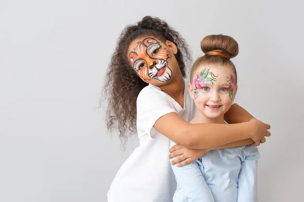 Funny Children Face Painting Light Background — Stock Photo, Image