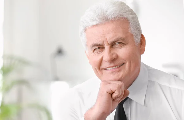 Portrait Handsome Senior Businessman Office — Stock Photo, Image