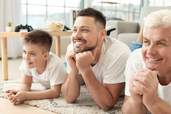 Man His Father Son Home — Stock Photo, Image