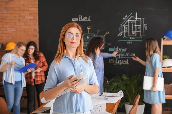 Portrait of young architect during professional courses