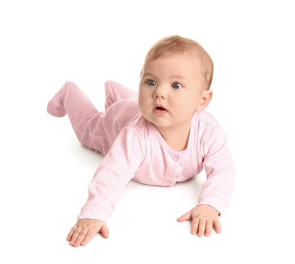 Nettes Baby Stilvoller Kleidung Auf Weißem Hintergrund — Stockfoto
