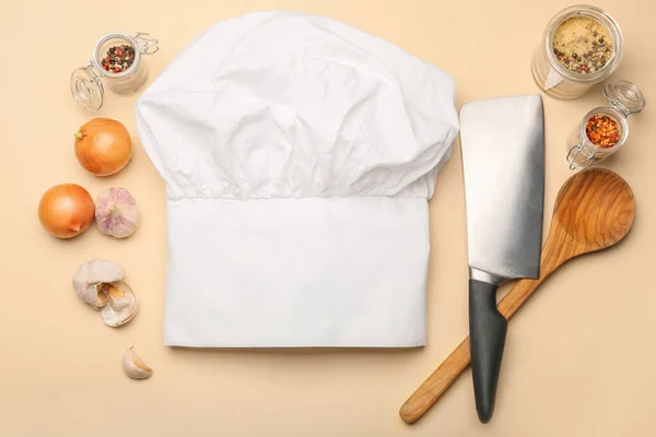Composition Chef Hat Color Background — Stock Photo, Image