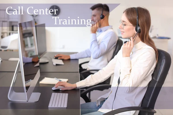 Technical support agents training in office