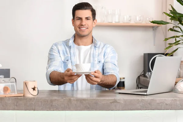 Retrato Empresário Seu Café — Fotografia de Stock