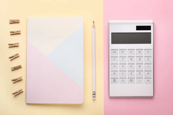 Modern Calculator Stationery Color Background — Stock Photo, Image