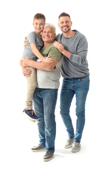 Man His Father Son White Background — Stock Photo, Image