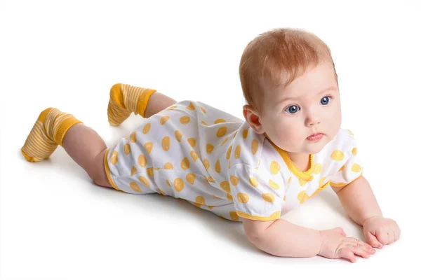 Nettes Baby Stilvoller Kleidung Auf Weißem Hintergrund — Stockfoto