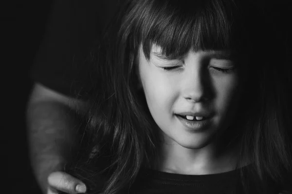 Father His Scared Little Daughter Closeup Concept Domestic Violence — Stock Photo, Image