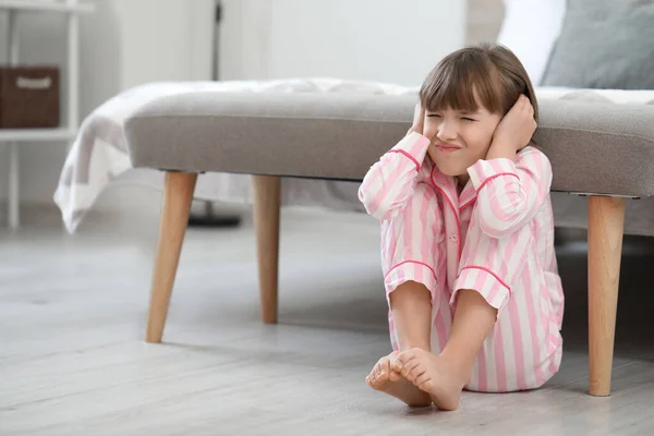 Sad Little Girl Home Concept Domestic Violence — Stock Photo, Image