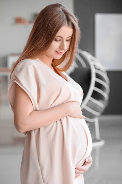 Beautiful Young Pregnant Woman Home — Stock Photo, Image