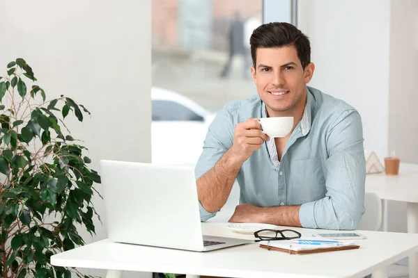 Retrato Empresário Seu Café — Fotografia de Stock